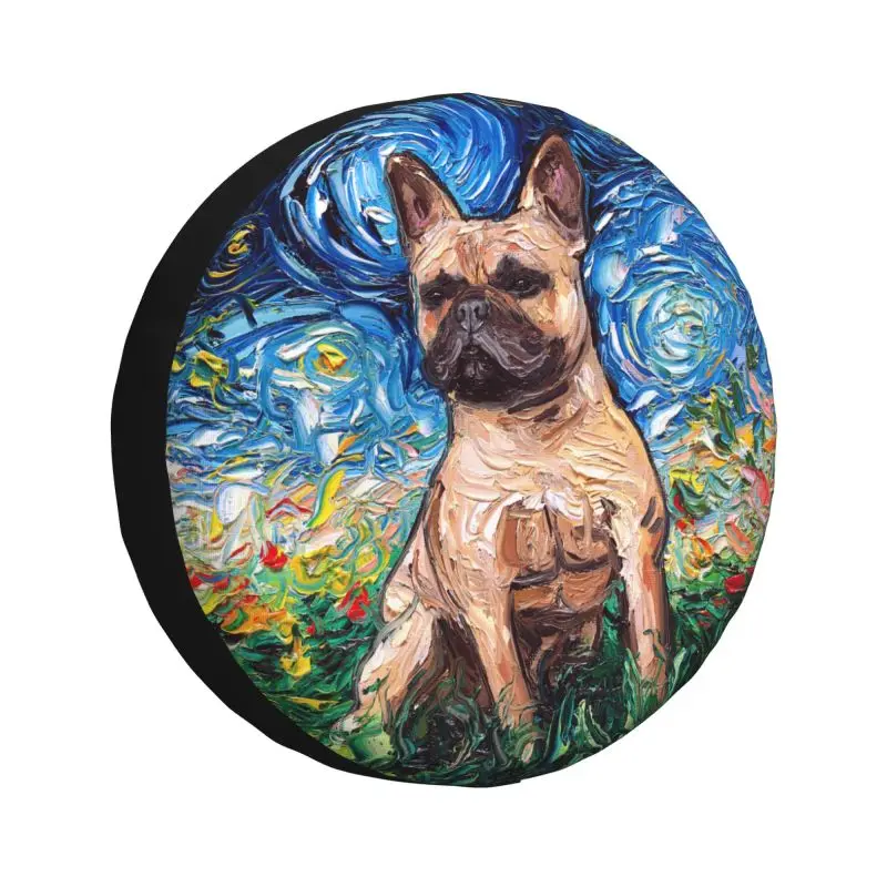 

French Bulldog Starry Night Spare Tire Cover for Mitsubishi Pajero Dog Lover SUV RV 4x4 Car Wheel Protectors Accessories