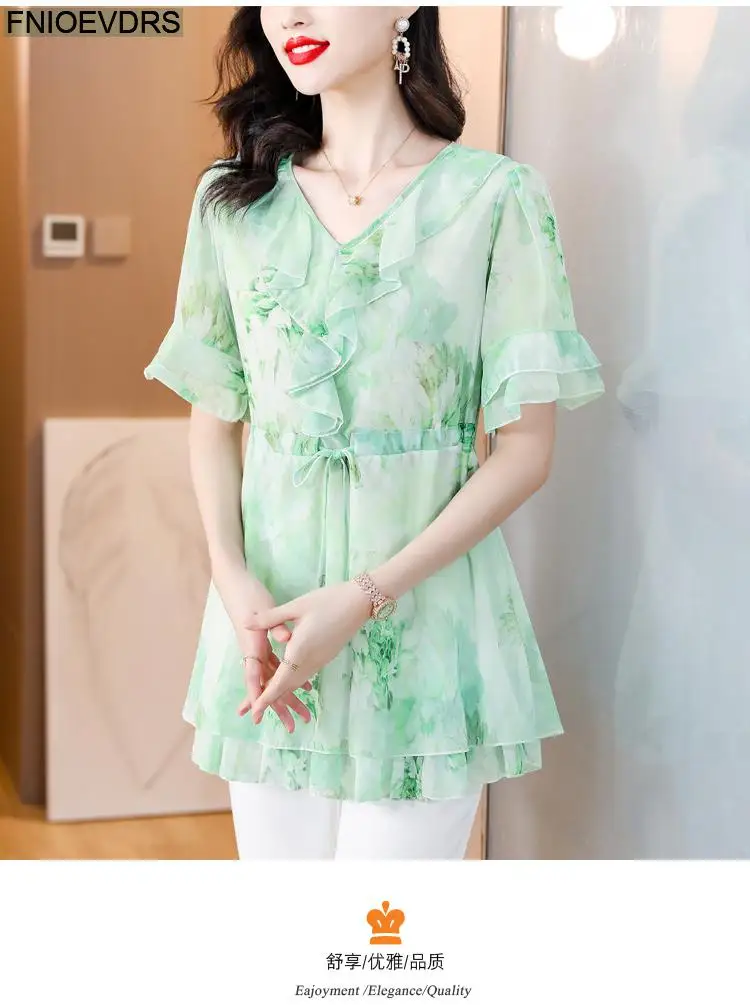 L-5XL Loose Clothes 2023 Women European Fashion Elegant Office Lady Work Ruffles Shirt Casual Tunic Peplum Tops And Blouses