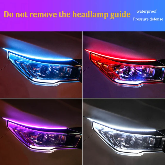 2Pcs RGB Flowing DRL LED Strip Turn Signal Lamp APP Remote RGB Flexible LED Daytime Running Lights For Car Headlight Waterproof 2