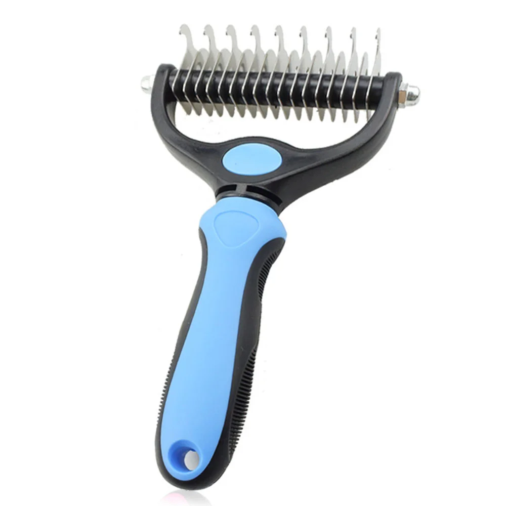 

Wholesale Pet Grooming Brush Double Sided Shedding and Dematting Undercoat Rake Comb for Dogs and Cats Pet hair remover Brush