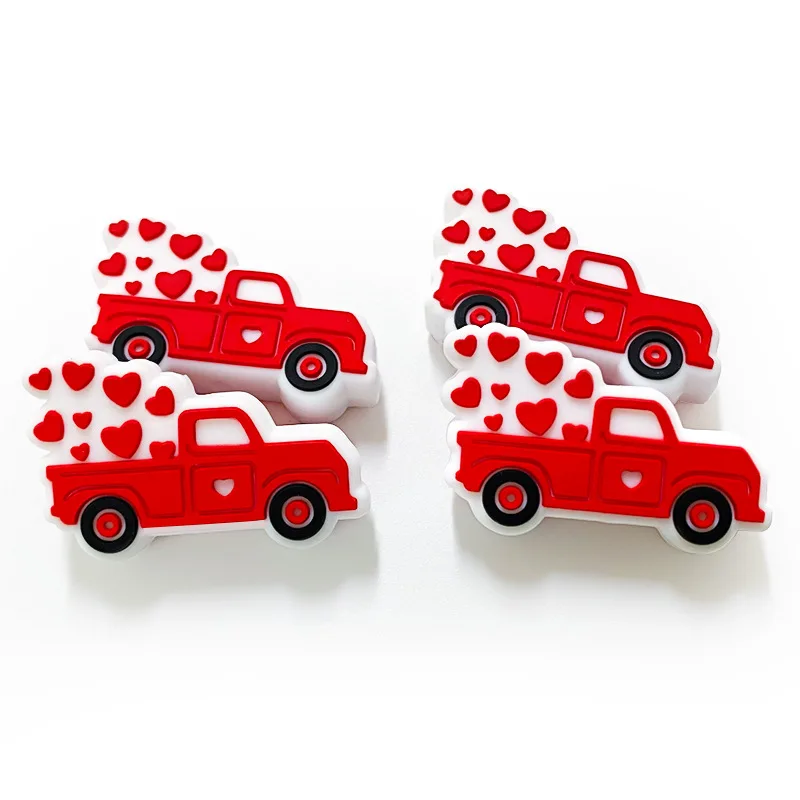 50pcs New Focal Silicone Beads Food Grade Valentine's Day Baby Chew Teether Toy DIY Nipple Chain Jewelry Necklace Accessories