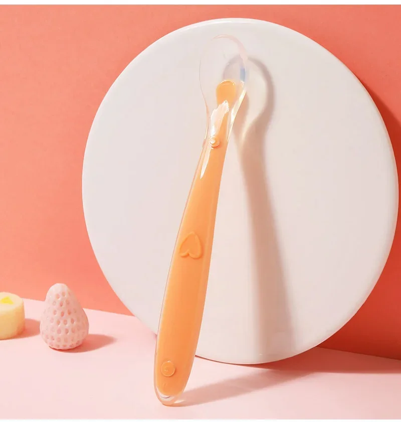 Baby silicone feeding spoon Soft Spoon Training Feeding Spoons Children kids Infants Food supplement spoon food grade Temperature Sensing