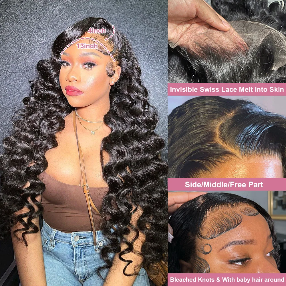 Human hair wigs 250 Density Loose Deep Wave 13x6 HD Lace Front Wigs 100% Human Hair Brazilian 5x5 Glueless Wig Human Hair Ready to Wear Prepluck