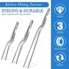 3 Sizes Stainless Steel Precision Kitchen Chef Tongs Tweezers for Food Cooking Picnic Barbecue Cake Decorating 14cm 16cm 20cm 2