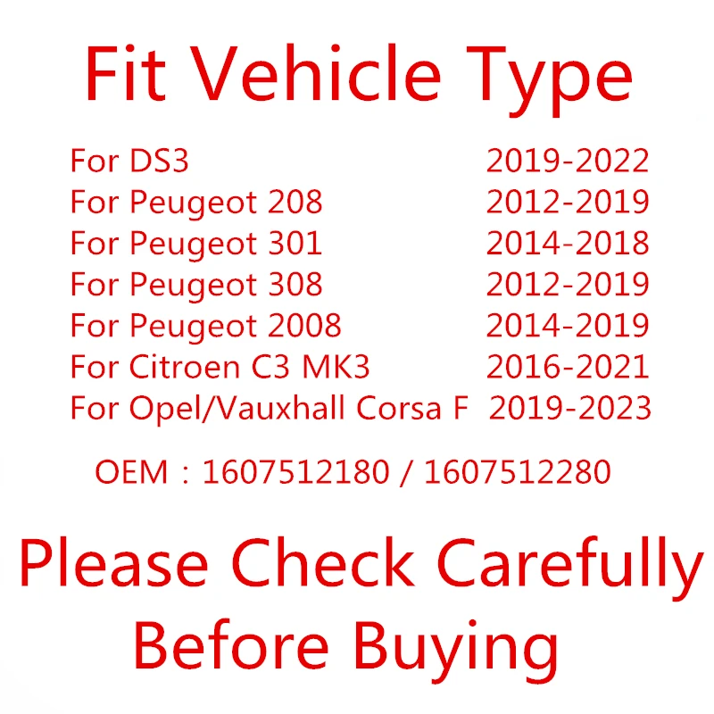 푸조 208 301 308 2008 시트로엥 C3 MK3 Opel 또는 Vauxhall Corsa F DS3 용 사이드 미러 유리 가열 백미러 렌즈 포함