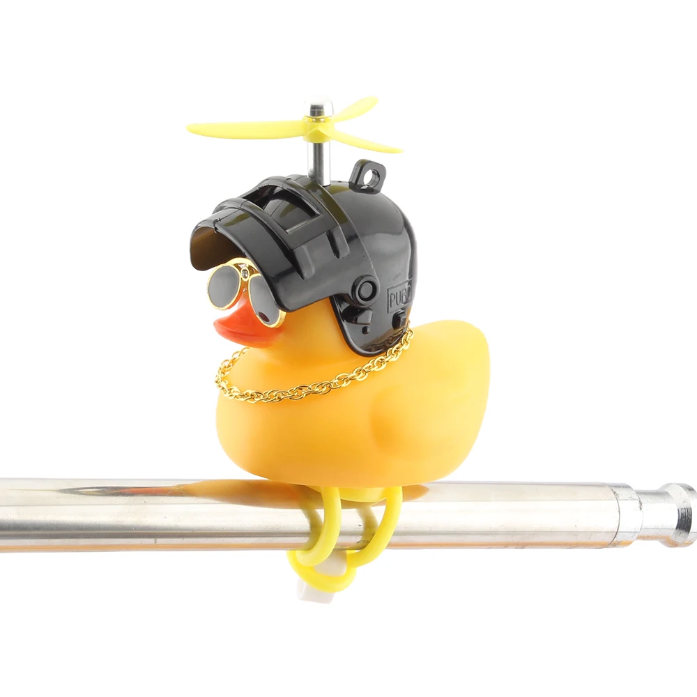 Motorcycle Accessories Cute Duck with Propeller Helmet Broken Wind Rubber Duck Toy Car Bicycle Small Yellow Decor Ornaments