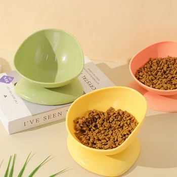 Tilted Raised Posture Cat Food Bowl Neck Protection Anti Vomiting 15 Degree Elevated Slanted Stand Pet Bowls for Cats Puppies 1