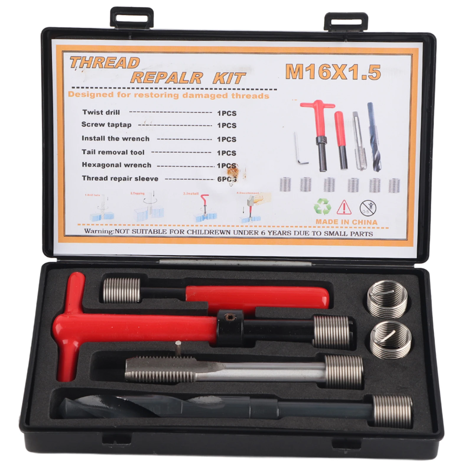 Ring Bit For Thread Repair Thread Repair Kit Stainless Steel Twisted Drill Wrench Tap Insertion ...