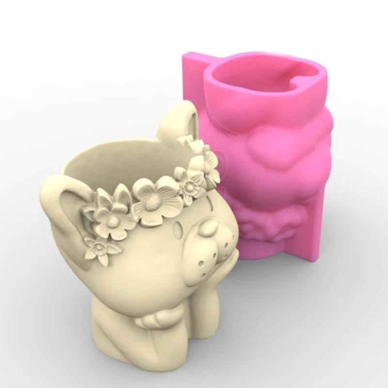 DIY Silicone Animal Flower Pot Storage Box Mold for Succulent Plants Decor