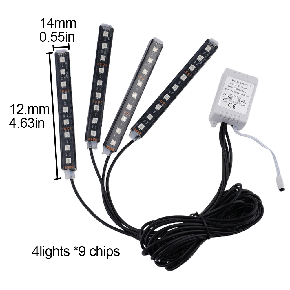 

Practical Car Inside LED Light Strip Car Atmosphere Lamp 12V 36 LED Colors Decorative Interior Neon Lamp Remote Control