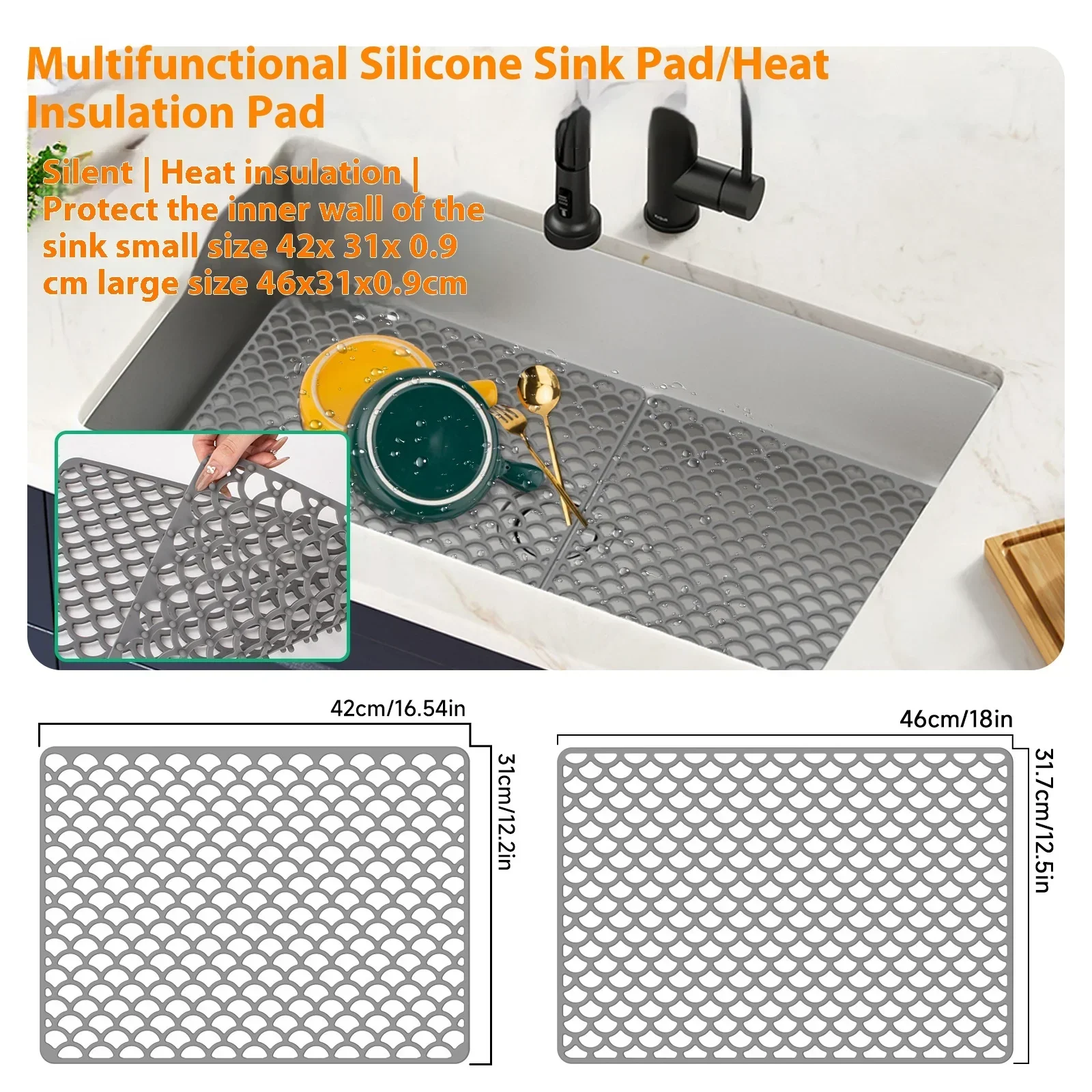 Hot Silicone Kitchen Sink Protector Mat Foldable Anti Slip Tableware Drainage Drying Mats Household Multi Functional Desk Pad li