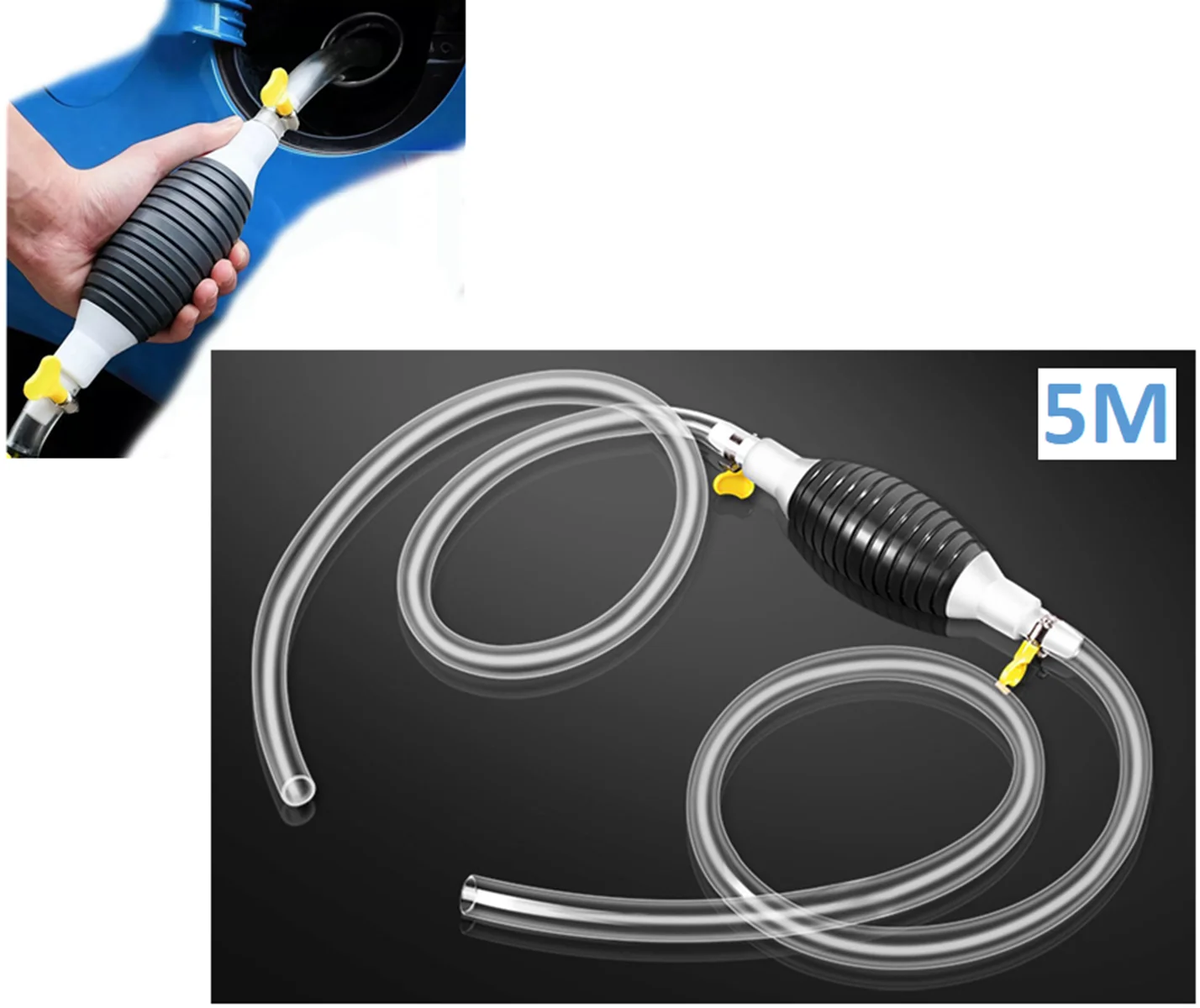 Gasoline Siphon Hose Hand Pump Portable 5m