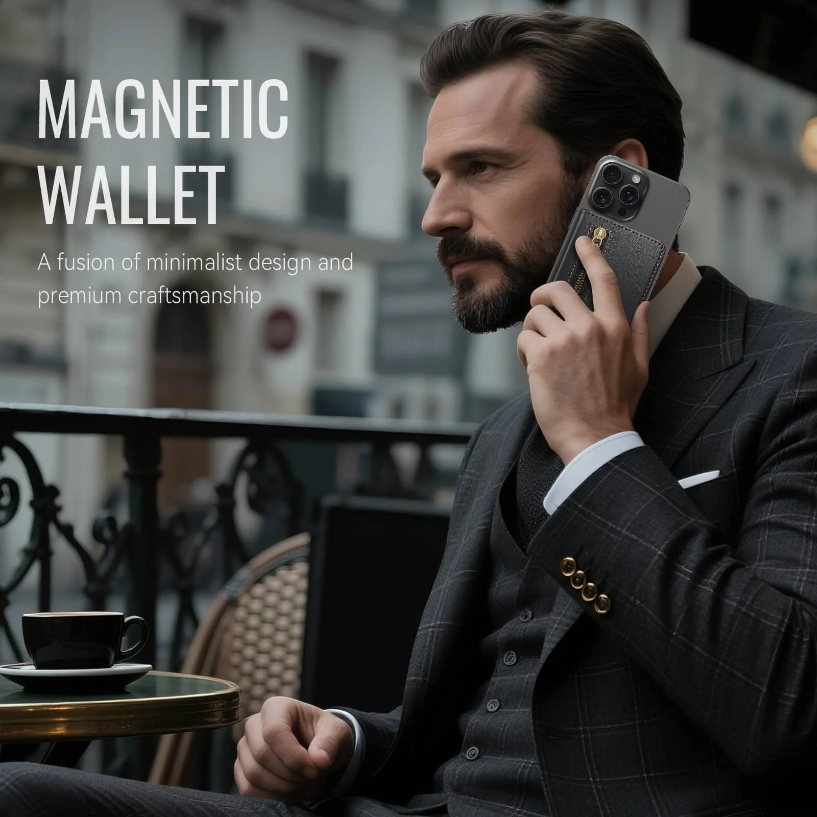 Magnetic Card Holder Wallet with RFID Blocking and Zipper Pocket (4 Slots)