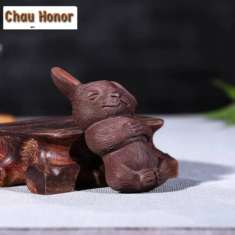 Cute Rabbit Purple Clay Tea Pet Luxury Fish Tank Landscaping Tea Figurine Play Toys Tea Statue Ornaments Supplies Decoration