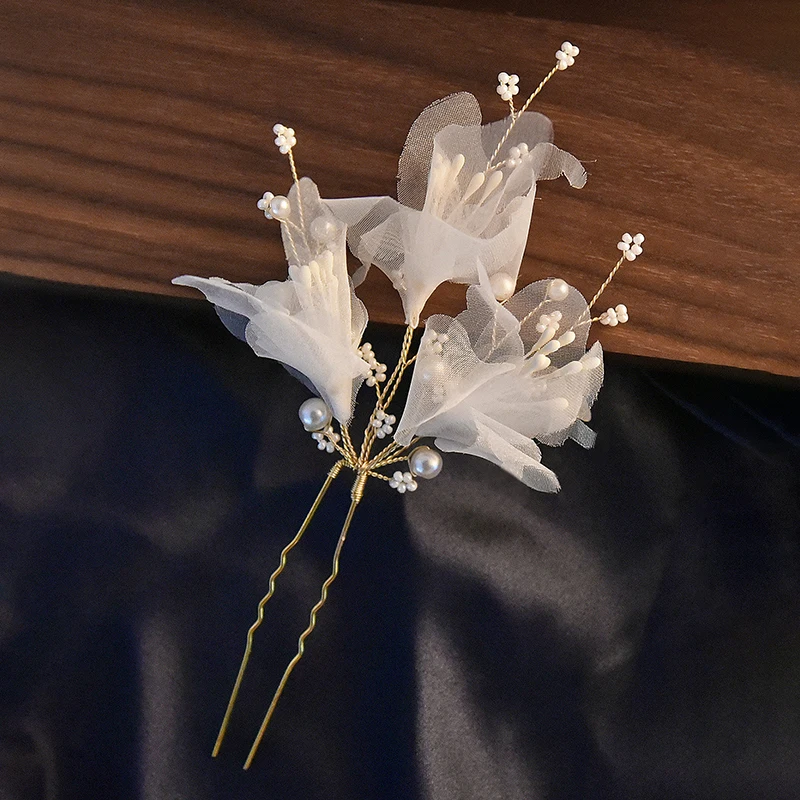 Gyöngy virágos Hajtű Pöffeszkedés Féső Arany- Asztallap alakú Keverés tiaras esküvői Menyasszony Beszúr haja klipek haja ékszer Menyasszony headwear