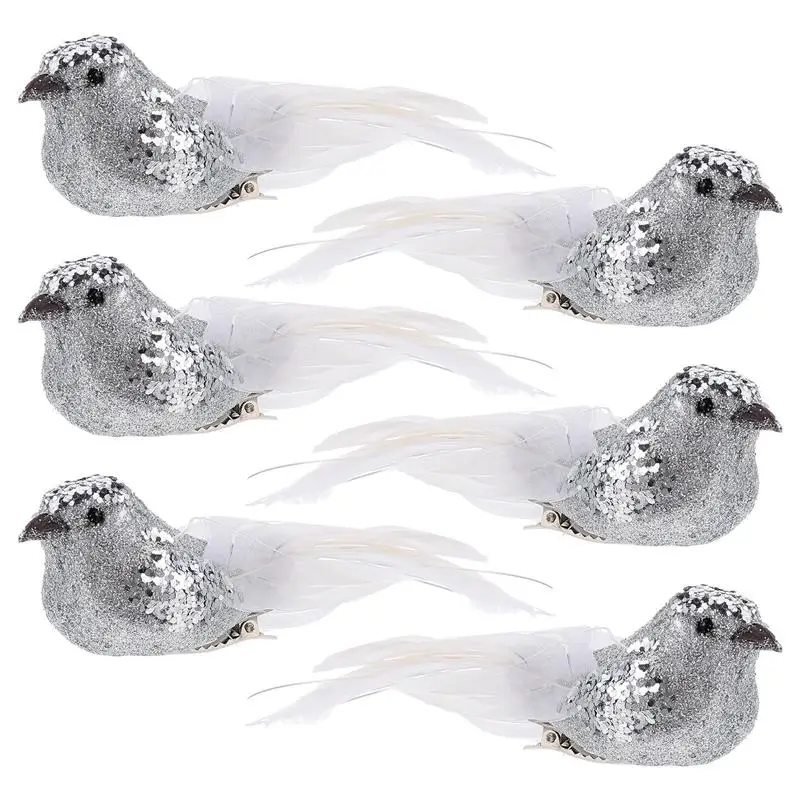 6pcs Simulation Bird Christmas Tree Decoration Bird Clips Birds Miniatures Christmas Tree Hanging Ornament Simulation christmas decorations