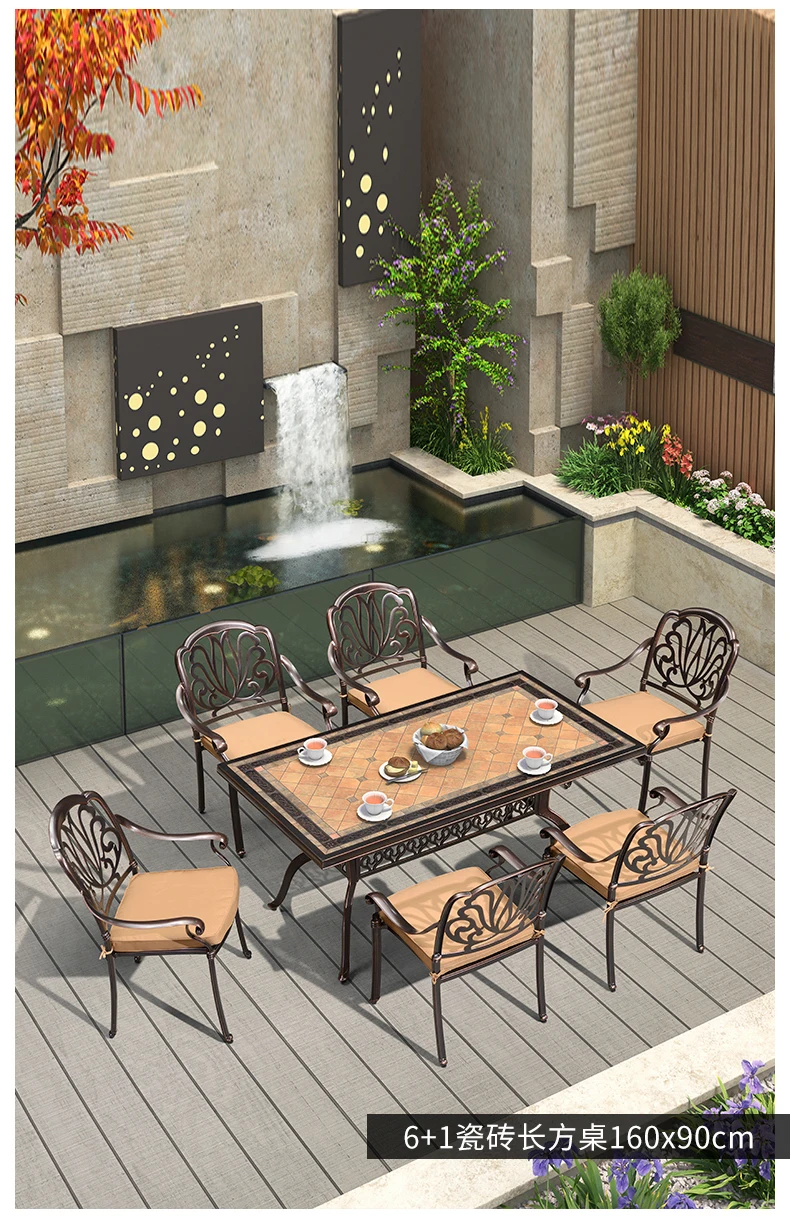 Description Picture 3 of itemOutdoor tables and chairs courtyard leisure five piece set outdoor garden furniture iron table terrace outdoor cast aluminum cha