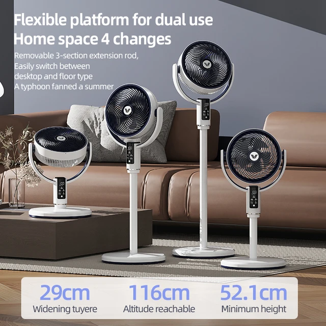 F3 Desktop Vertical Dual-Purpose Digital Display Floor Retractable Circulating Fan Remote Control Timed Shaking Fan 4
