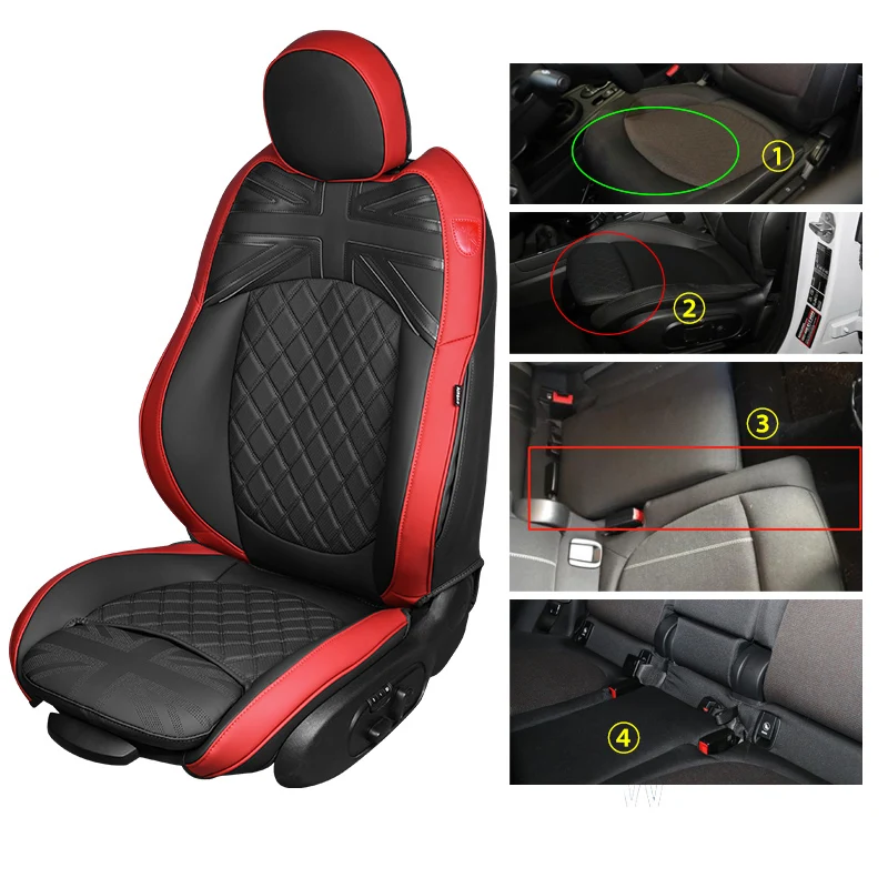 Marke Neue Importiert PVC Material Union Jack Stil Schwarz und hinten  Sitzbezug Für mini cooper F56 F55 F54 F60 R60 - AliExpress