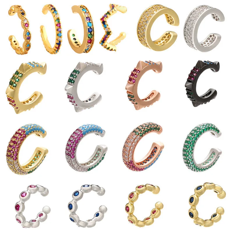 Ear Clip Earrings Non Pierced Earing Star Heart Rivet Rainbow CZ