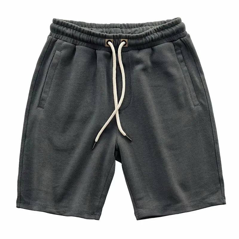 Heavy Knitted Shorts Men's Japanese Retro Cotton Do Old Lazy Elastic Waist Sports Shorts Loose Casual 5-point Pants Home Leisure