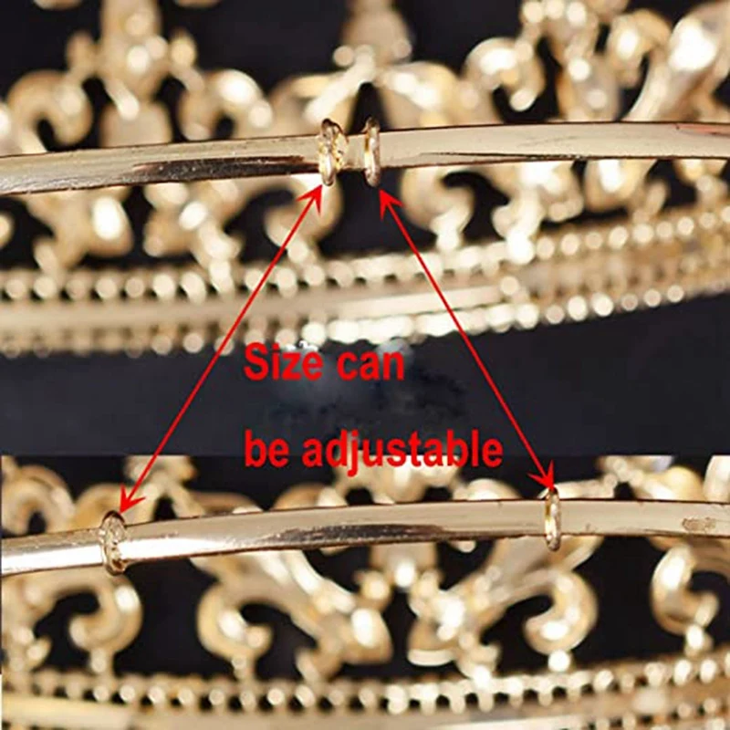 A85Q-Gold King Crown For Men Adjustable Imperial Medieval Birthday Crown Prom Kings