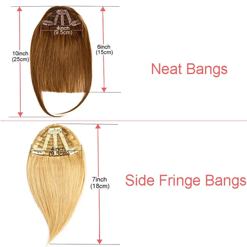 Franja de cabelo humano reto com clipes 100% real remy grampo de