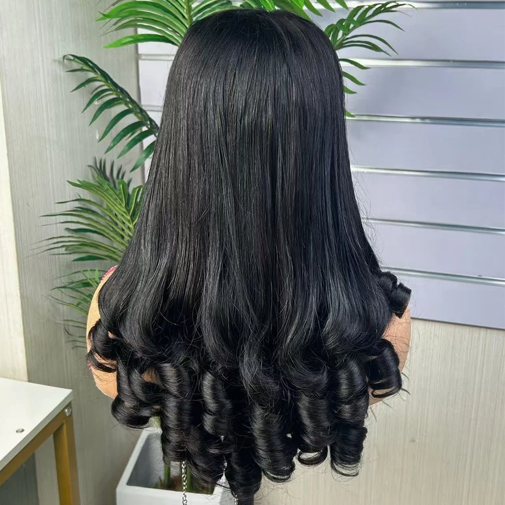 5x5 Lace 350% Density  Flower Curly Wave Human Hair Wig Double Drawn Human Hair Wig Transparent Lace Front Wig for Black Women
