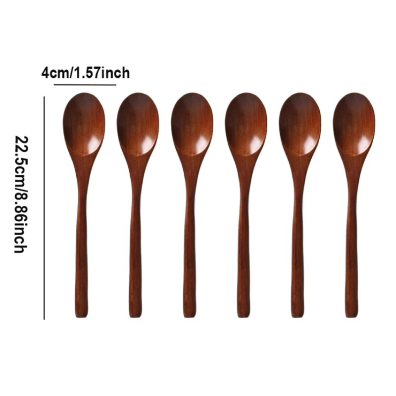 Nanmu Wooden Spoon Set Japanese Style Spoon Utensils for Kitchen Tableware Cutlery Set Festival Kitchen Dinnerware Gift 5pcs 6pcs wooden cooking spoon