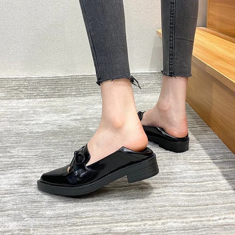 Shoes Woman Flats Casual Female Sneakers Oxfords Fringe Clogs Platform Pointed Toe Loafers With Fur Dress Leather Winter Tassel 4