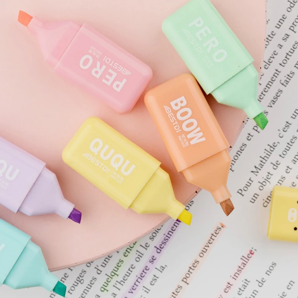4/5/6pcs Stationery Pastel Highlighters Eye Protection School Office Supplies Highlighters Pens Soft Tip Marker Pen