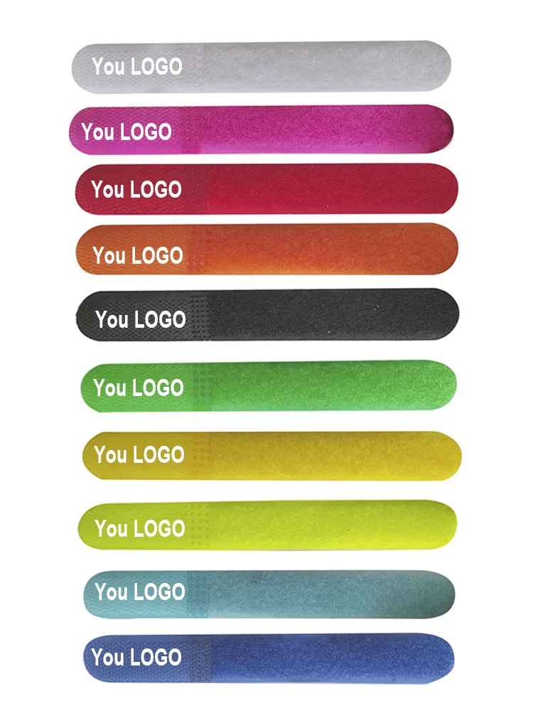 100 stücke angepasst ihr logo nylon reverse schnalle hakens ch laufe band kabelbinder gurte klebrige linie finishing dir 100 stücke – Detail 3