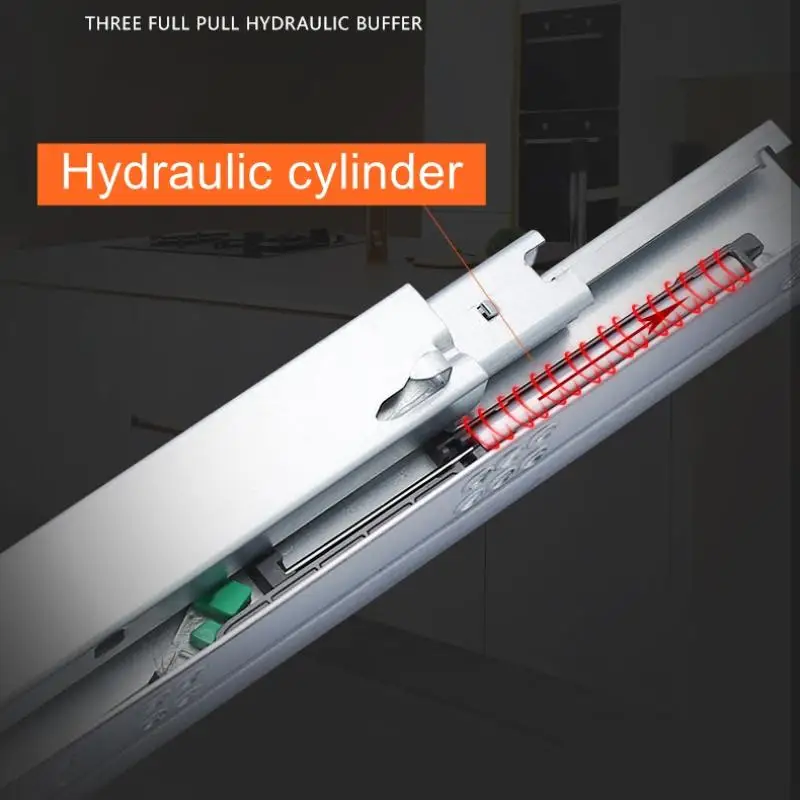 Kitchen and Bath Drawer Slide Rail with Rebound Press and Push-to-Open Mechanism