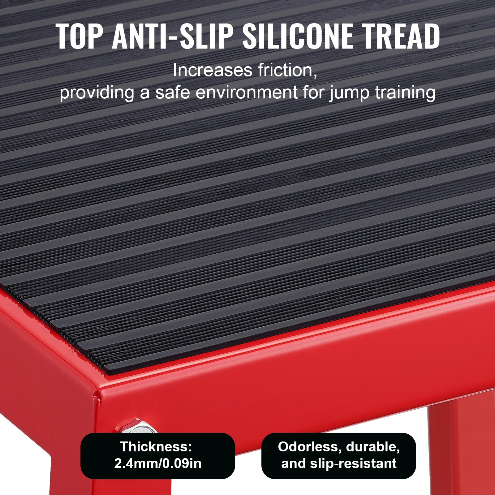 SucceBuy 12/18 Inch Metallic Plyometric Jump Box, Anti-Slip Step-Up for Home Gym Practice, Agility & Strength Training, Crimson 3