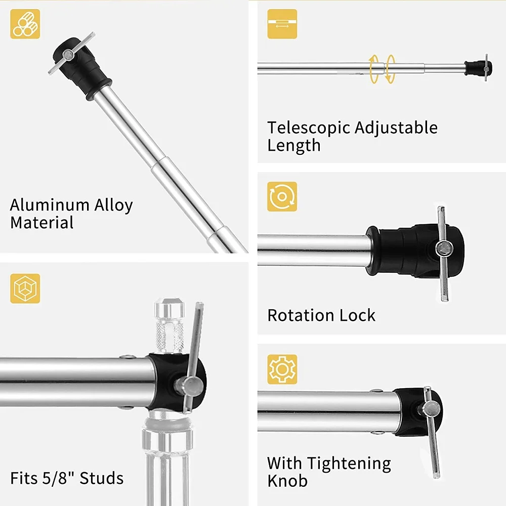 3M Max Length Telescopic Crossbar Photography Adjustable C-Stand Tripod Pole Sta