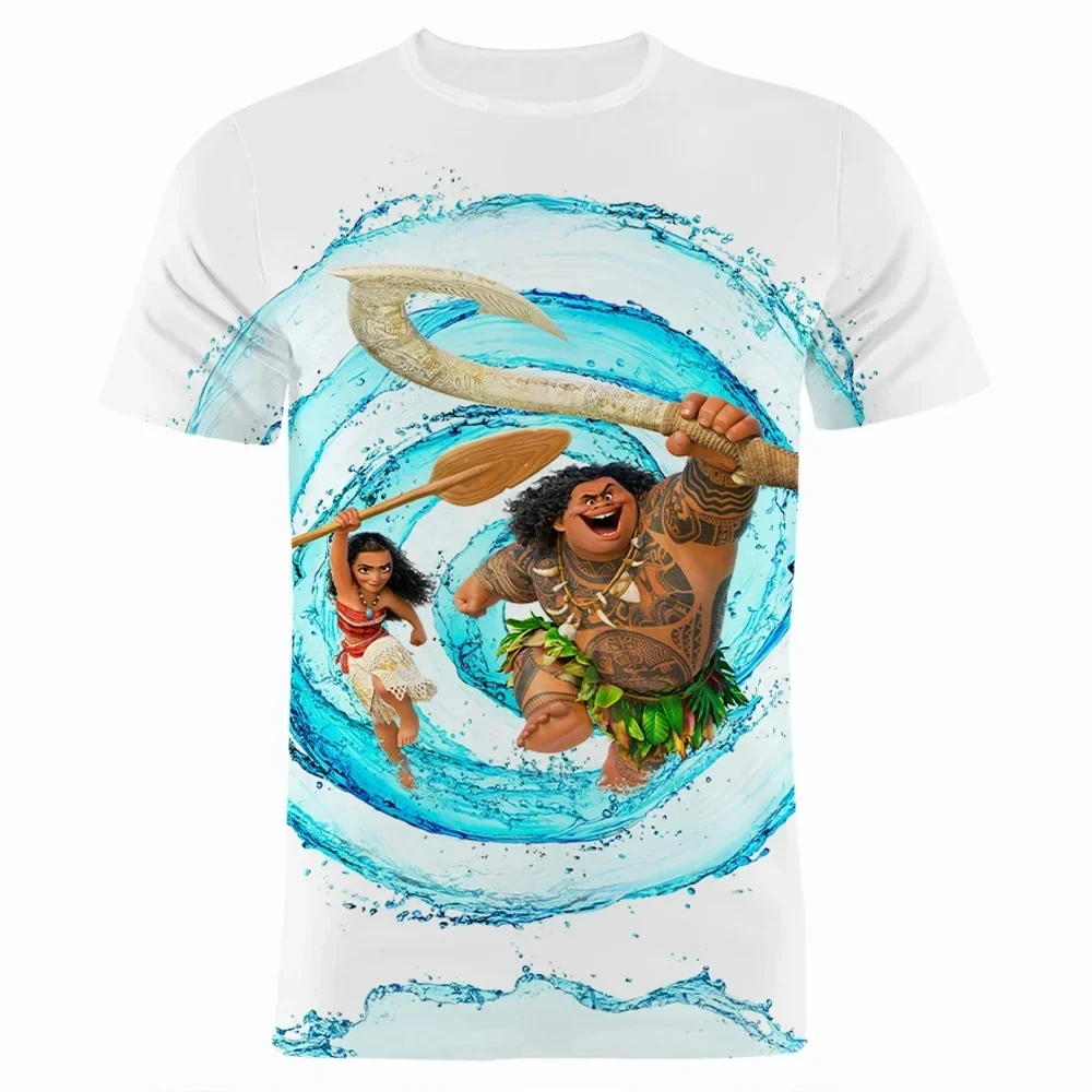 Disney Girls Summer Movie Print T-shirt Princess Moana Kids Boys Clothes Cartoon T Shirt Short Sleeve Adults Women Men Tee Tops 5