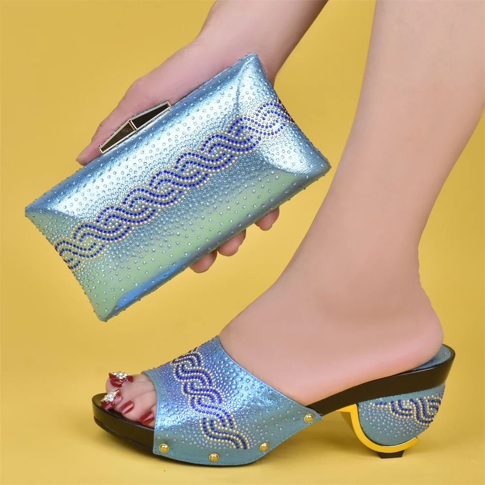 

Doershow beautiful Shoes and Bag Set African Sets 2022 Italian Shoe Bag Set Decorated with Rhinestone High Quality! HAS1-4