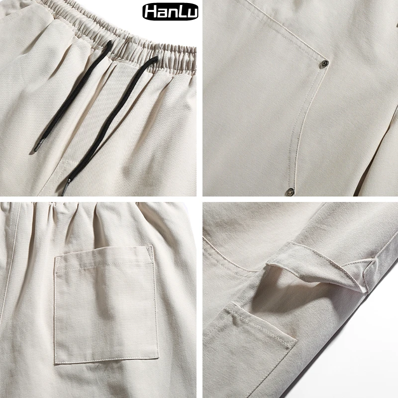 Men's shorts Summer new solid color simple cotton shorts Men's loose fitting sports Summer casual American retro shorts