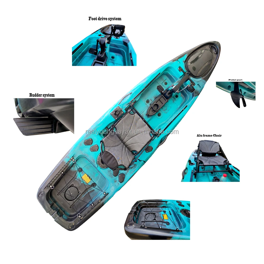 

Professional angler stand on fishing kayak with pedal even for beginners