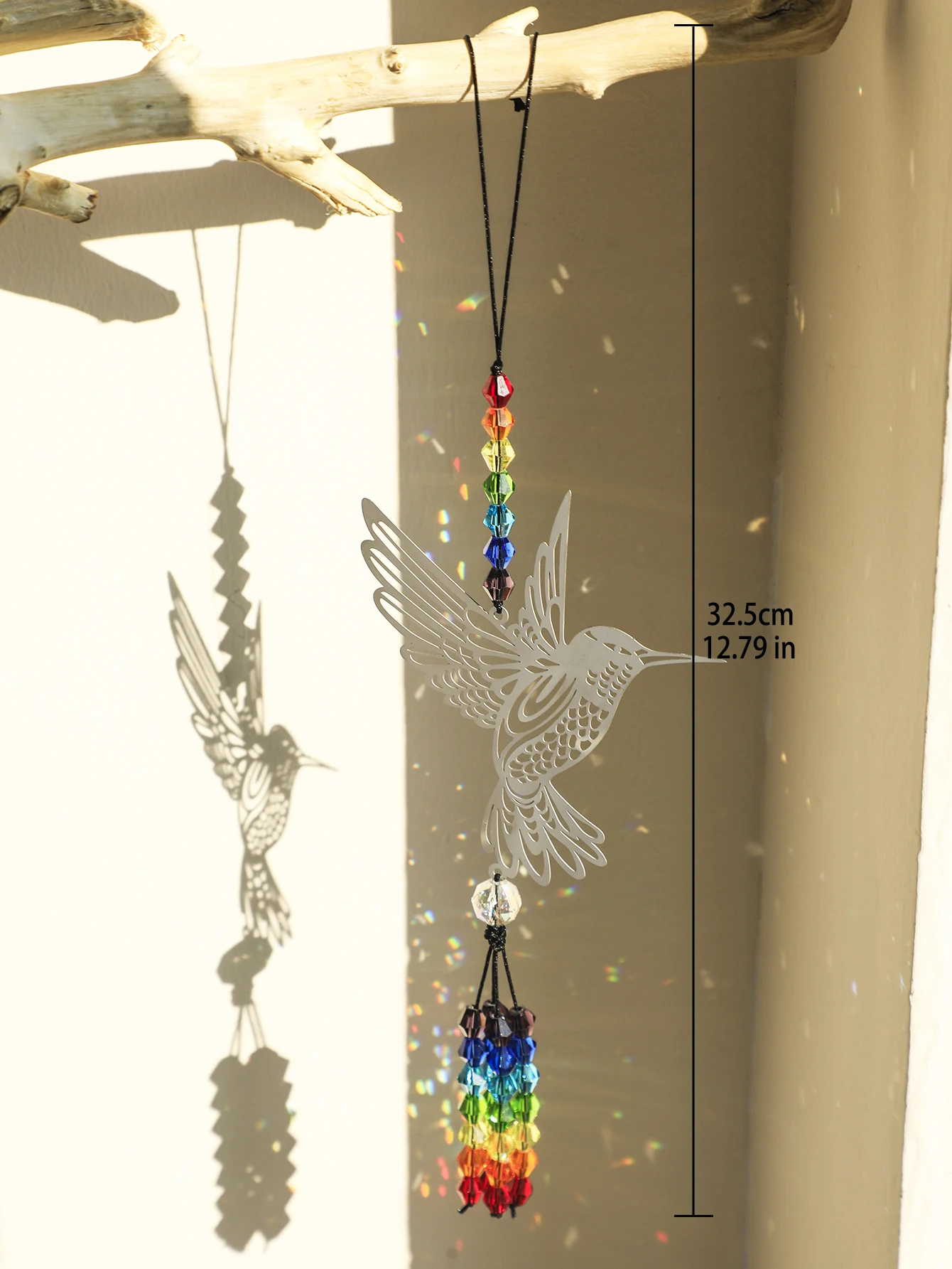 Suncatcher Crystal Rainbow Maker Silver Color Butterfly Life Tree Bird Hollow Pattern Stained Glass Window Outdoor Decoration sun catcher sun catchers window ornament