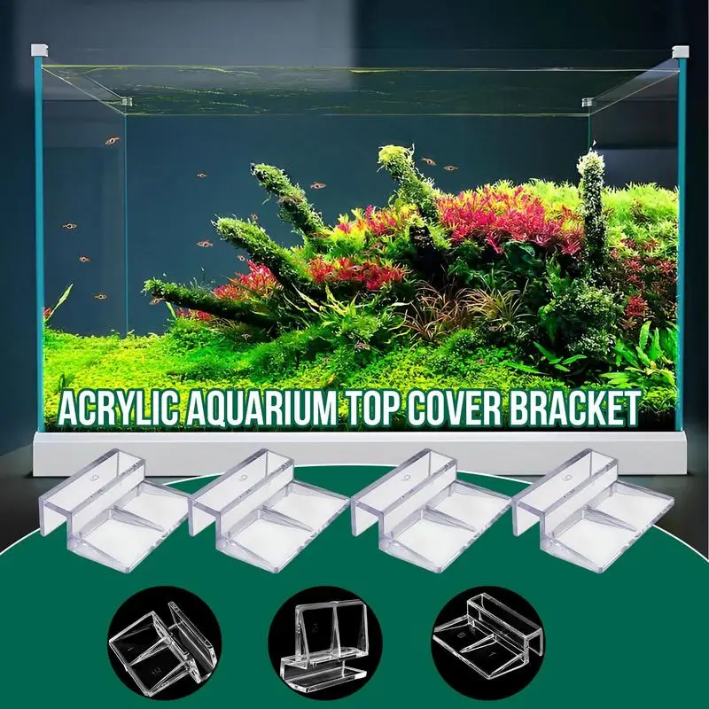 Angoily 80 pcs Aquarium Cover Bracket Fish Tank Stand Rimless Tank lid  Clips Acrylic Aquarium lid Handle