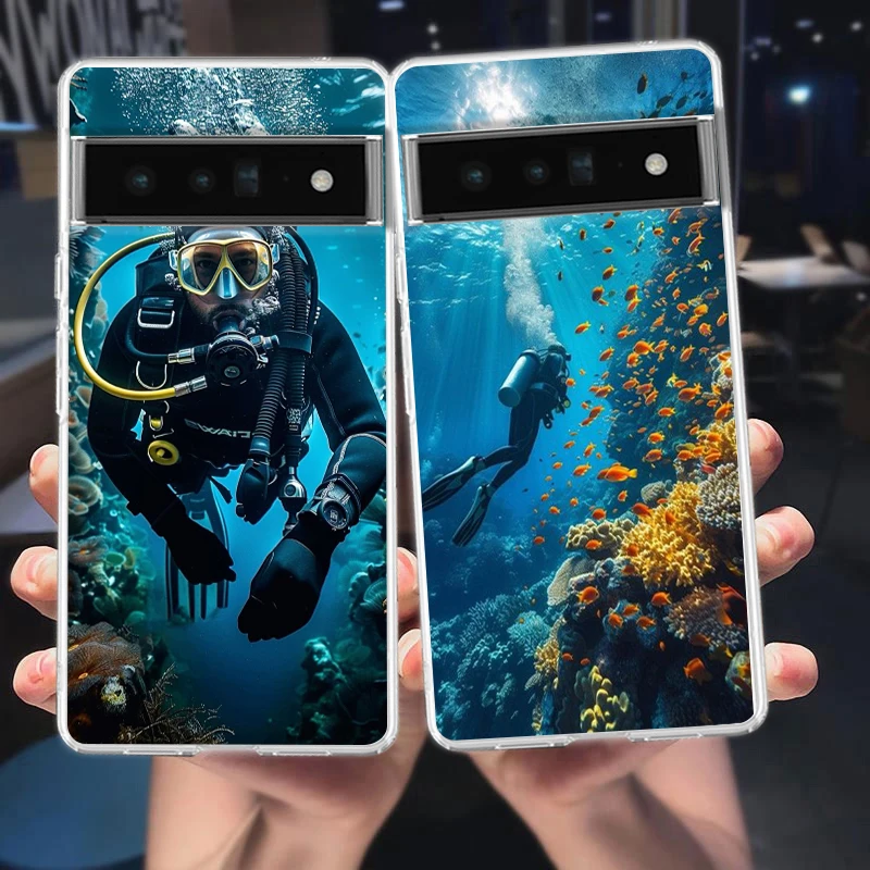 Transparent Soft TPU Phone Case with Diver Design – Clear and Durable Cover