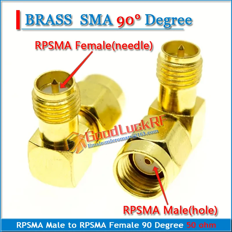 Kit 4 Adattatori SMA A RP-SMA A 90 Gradi – Femmina A Maschio E Maschio A Femmina, Placcati Oro, Per Antenna WiFi 4G LTE