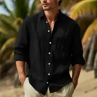 Chemise ample en Patchwork pour hommes, Station indépendante quatre saisons, grande taille, décontractée, couleur unie, vêtements quotidiens, Cardigan de dîner de plage 6
