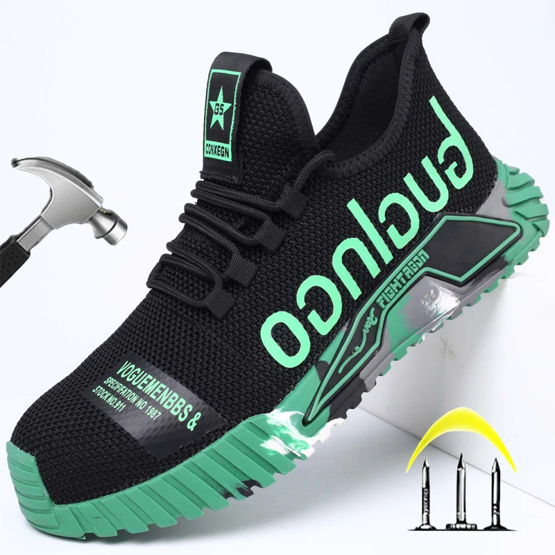 Fashion Steel Toe Cap Shoes For Men Work Boots Puncture-Proof Safety Shoes Men Anti Smashing Shoes Protective Sneakers