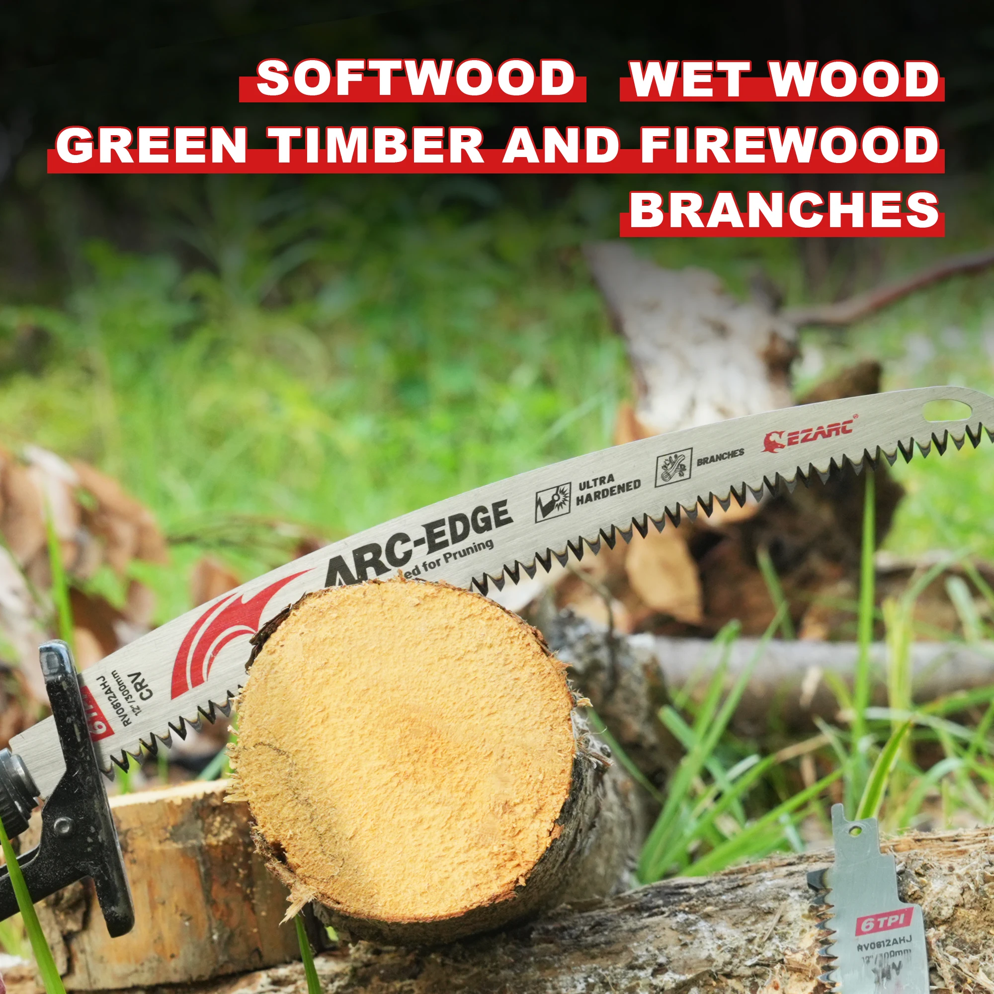EZARC 12 Inch Japanese Teeth Reciprocating Saw Blades 3pcs Arc Edge Wood Pruning Saw Blades 6TPI for Tree Trimming Wood Cutting reciprocating saw electric saw