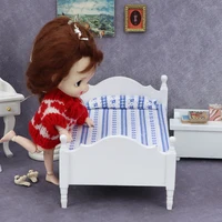 ✰ ✪ 1 pièce de décoration DIY, lit simple blanc miniature 1:12 pour maison de poupée, modèle de mobilier miniature, scène de chambre à coucher, lit pour maison de poupée 3