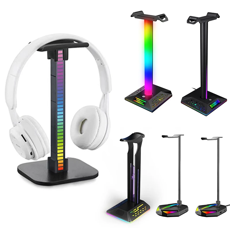  Soporte de auriculares para videojuegos, accesorios de PC –  Soporte de auriculares RGB con 2 cargadores USB, soporte para auriculares  LED genial, accesorios de juegos de PC regalo para niños, hombres 