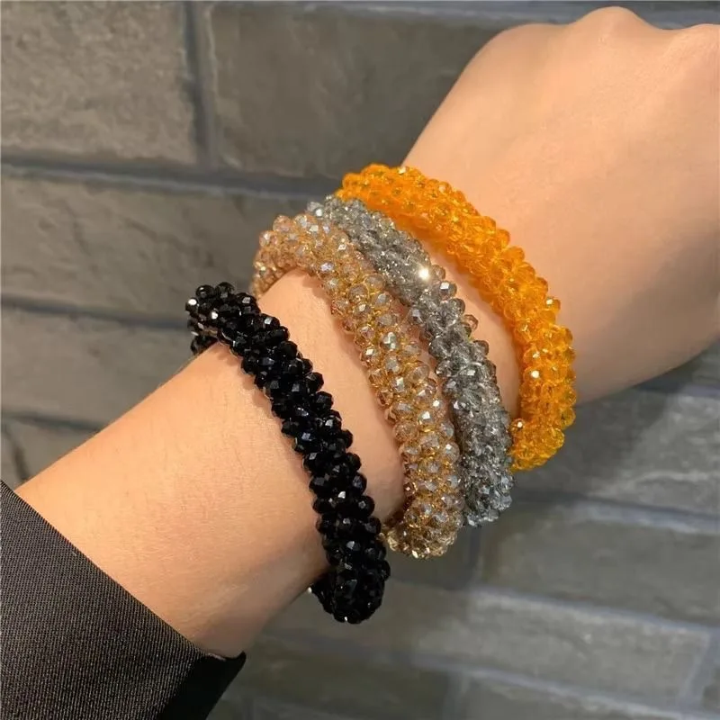 Embroidered solid color hair ties, luxurious synthetic crystal hair rope for women, hair accessories Scrunchies, head covers for daily use.