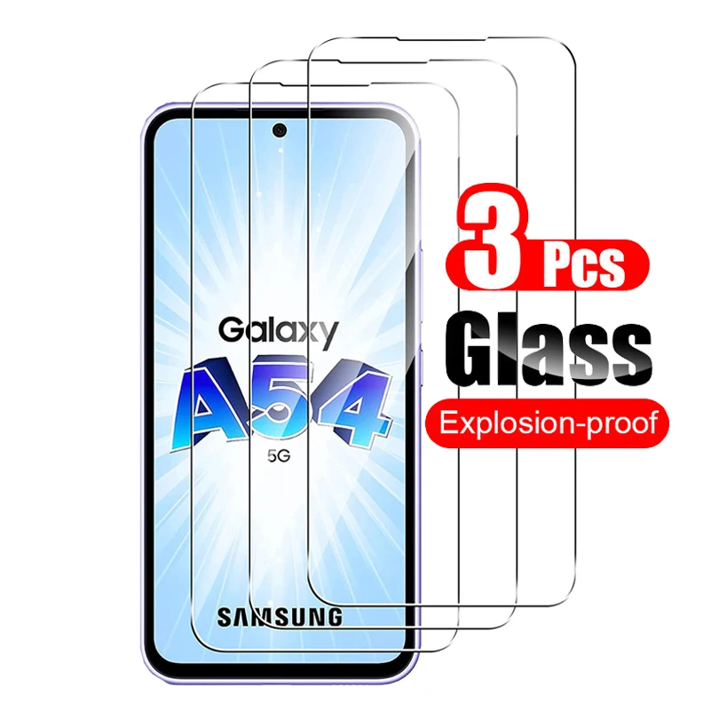 

3Pcs For Samsung Galaxy A54 5G Tempered Glass Screen Protector Protective Film 10H Anti-Scratch Glossy Glass On for Samsung A54